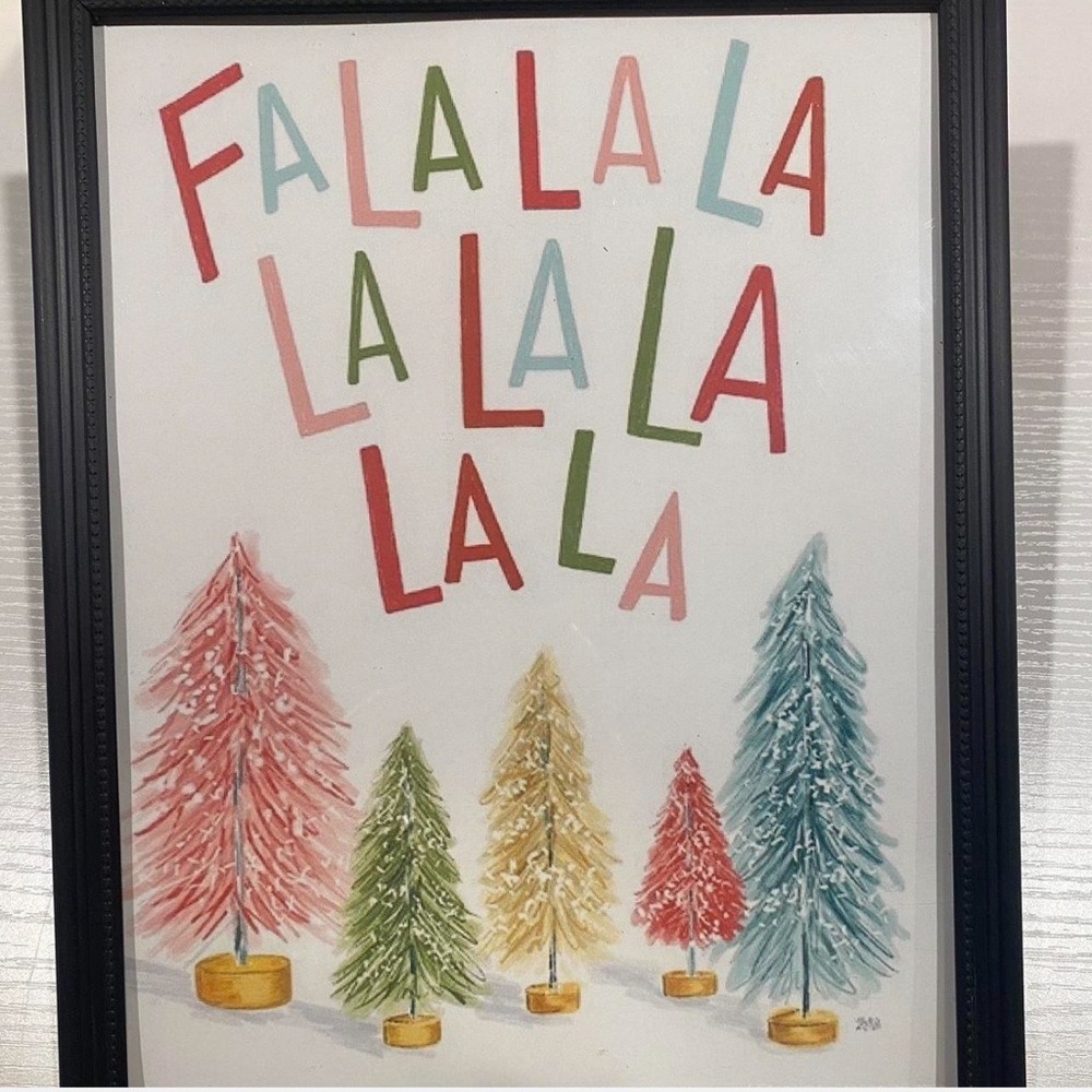 Hand-painted watercolor print of Christmas trees in green & red #ChristmasDecor